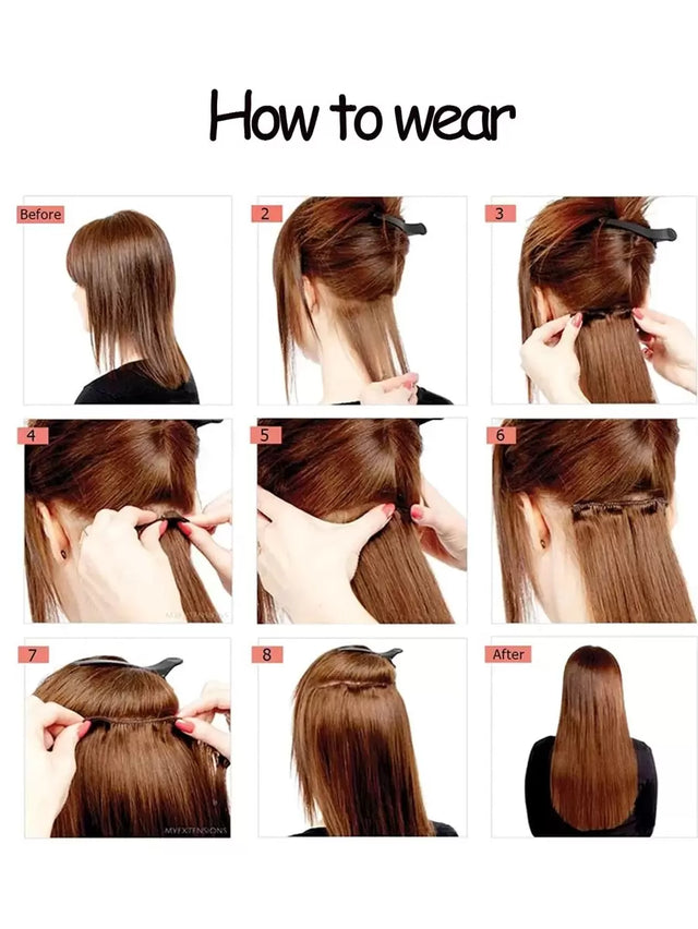 7pcs Set 22" Long Straight Clip-In Hair Extensions for Women