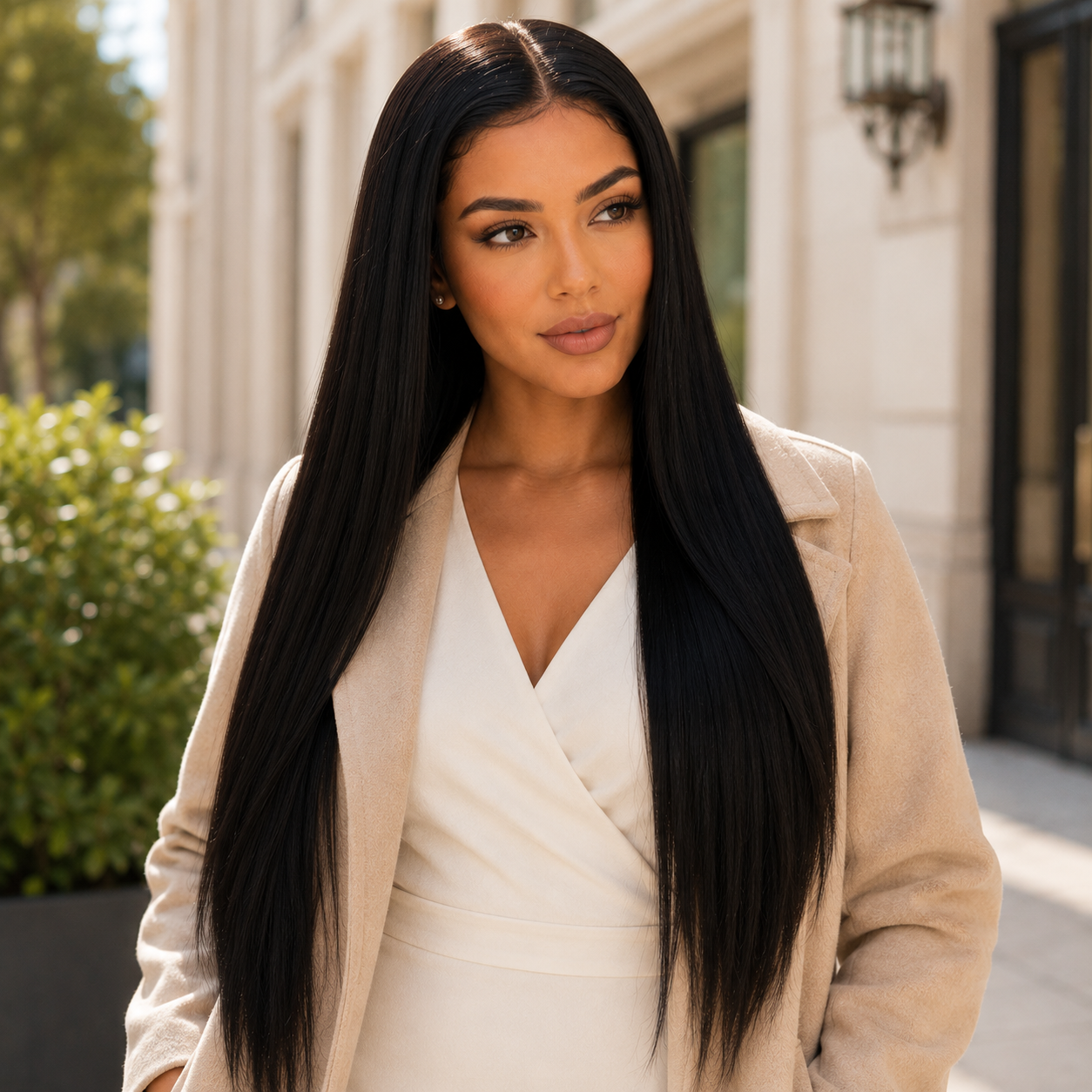 28 Inch Straight Synthetic Lace Front Wig – Black