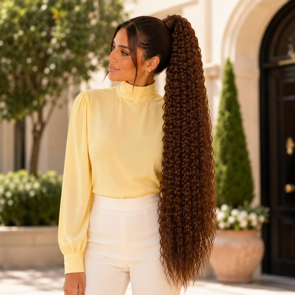 Long Corn Curly Drawstring Ponytail Extension – Synthetic High Temperature Fiber Hairpiece