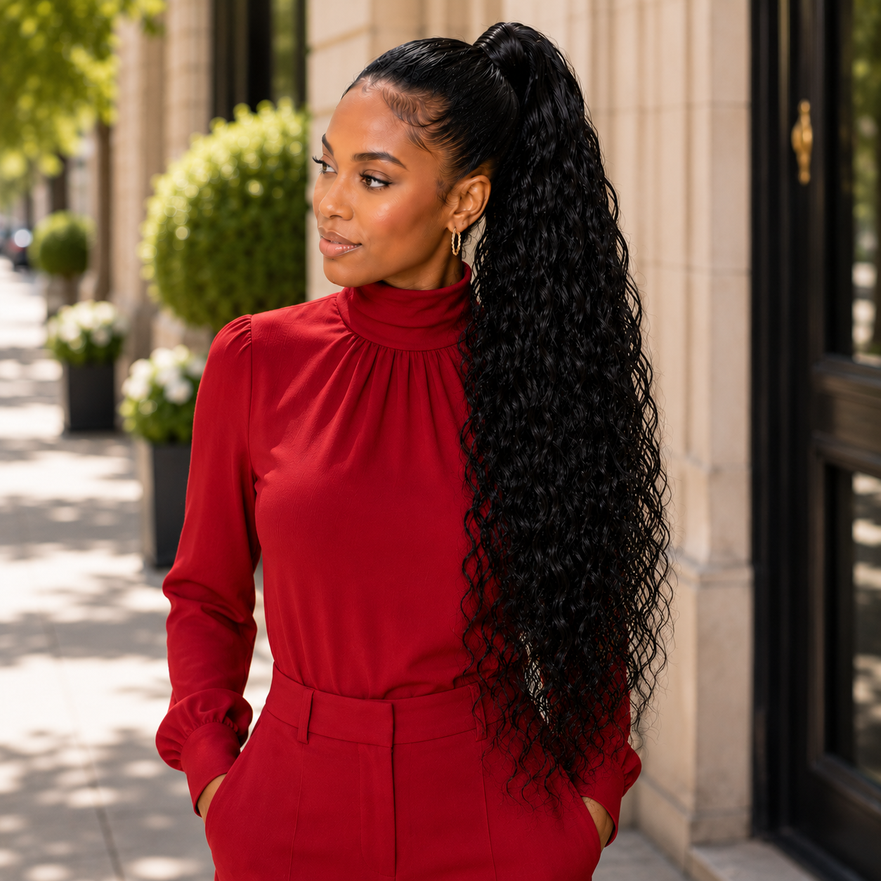 Long Curly Drawstring Ponytail Extension – Synthetic Hairpiece