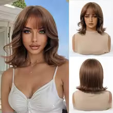 Women’s Short Bob Wig – Full Head Cover with Imitation Scalp, Heat-Resistant Synthetic Fiber Hairpiece