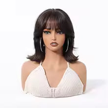 Women’s Short Bob Wig – Full Head Cover with Imitation Scalp, Heat-Resistant Synthetic Fiber Hairpiece