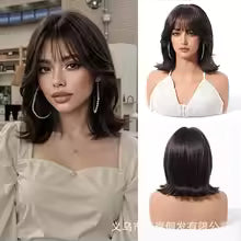 Women’s Short Bob Wig – Full Head Cover with Imitation Scalp, Heat-Resistant Synthetic Fiber Hairpiece