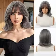 Short Straight Bob Synthetic Wig – No‑Lace Full Head Cover