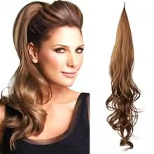 Long Layered Ponytail Hair Extension – Blonde Synthetic Wrap‑Around