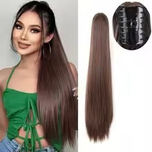 Black Straight Ponytail Hair Extension with Hair Catch – Synthetic