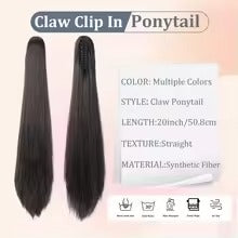 Black Straight Ponytail Hair Extension with Hair Catch – Synthetic