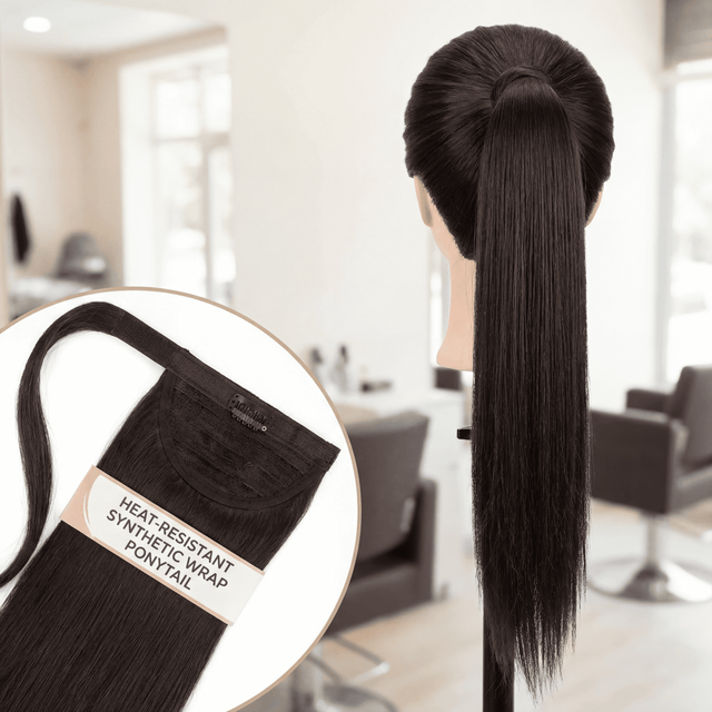 Long Straight Ponytail Hair Extension – Wrap Style, Heat‑Resistant Synthetic