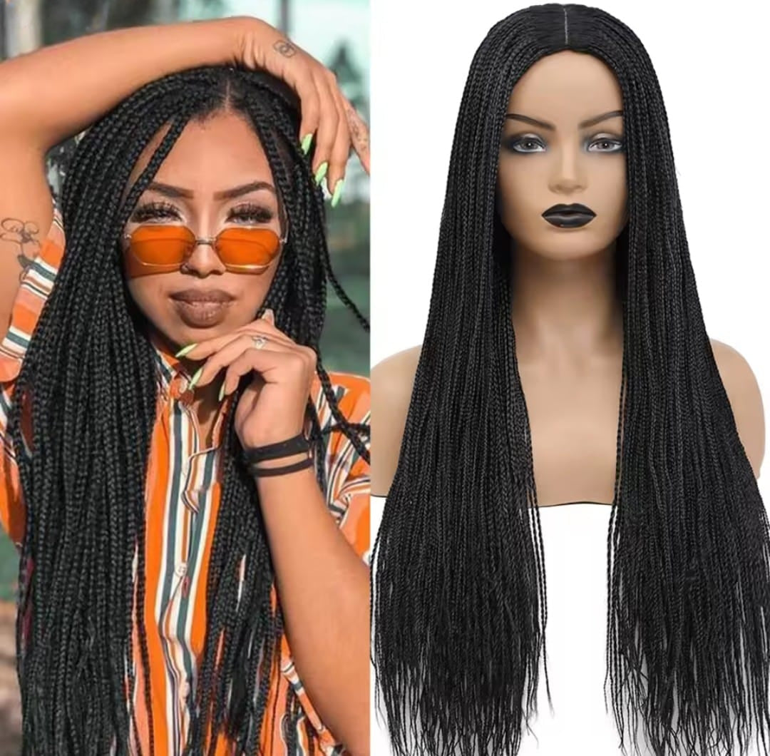 New Style Ombre Box Braided Wig for Women – Synthetic Long Braiding Hair Wig