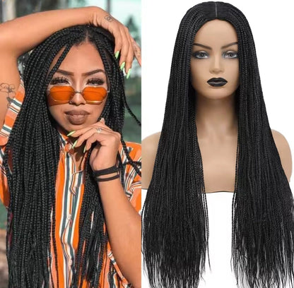 New Style Ombre Box Braided Wig for Women – Synthetic Long Braiding Hair Wig