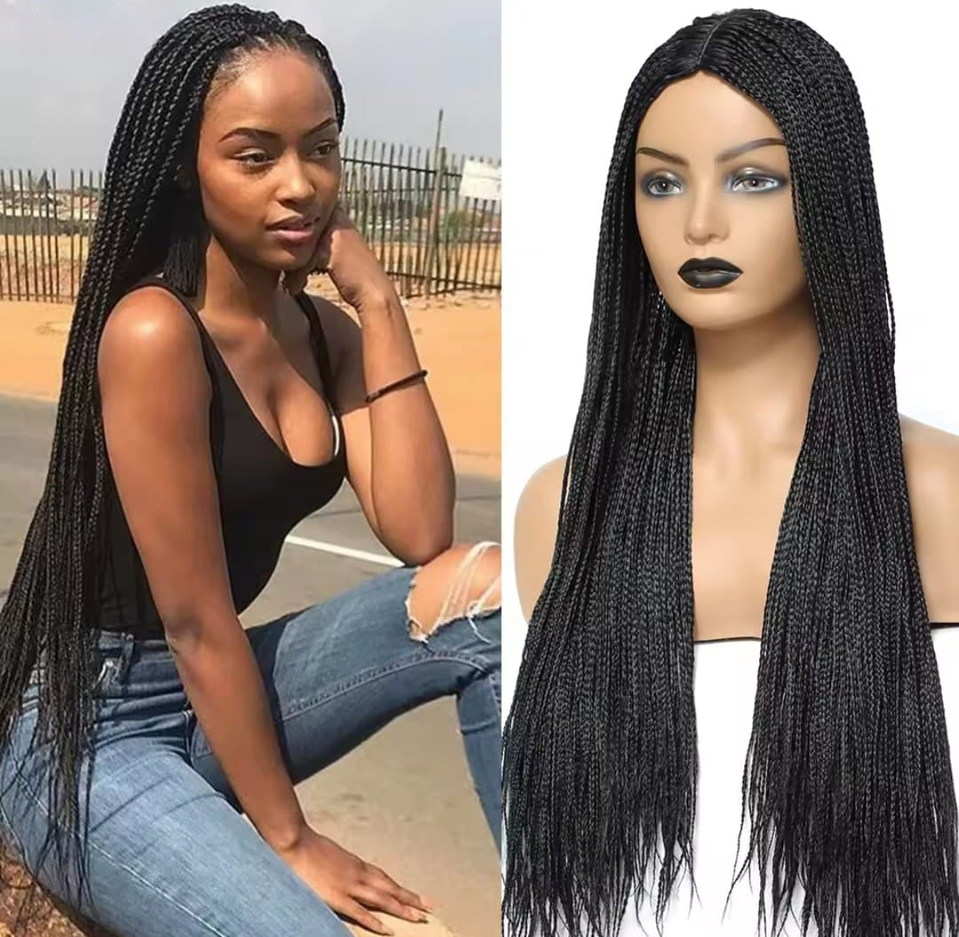 New Style Ombre Box Braided Wig for Women – Synthetic Long Braiding Hair Wig