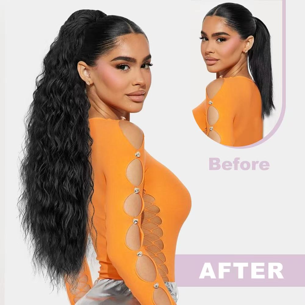 CECINILL Long Curly Drawstring Ponytail Extension for Women
