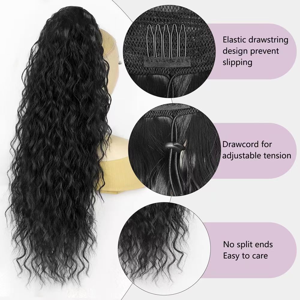 CECINILL Long Curly Drawstring Ponytail Extension for Women