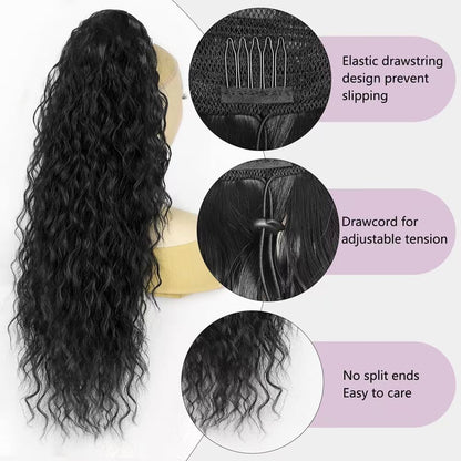 CECINILL Long Curly Drawstring Ponytail Extension for Women