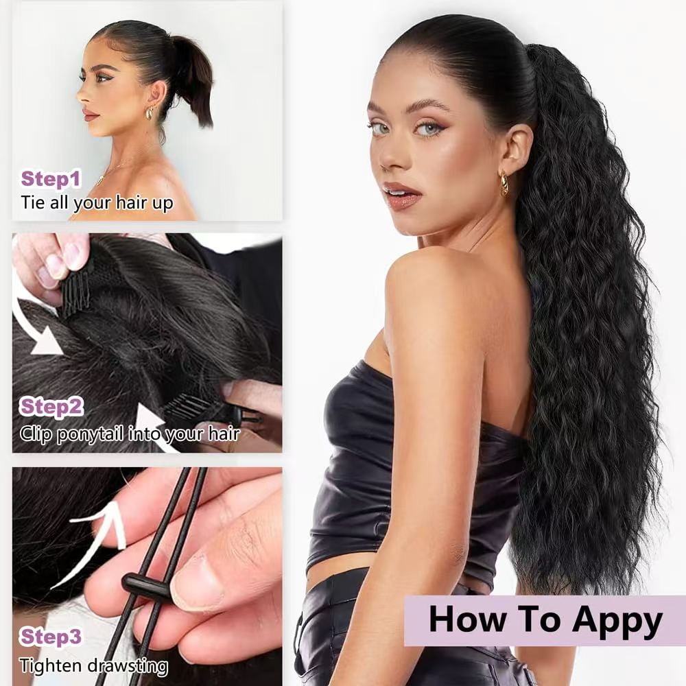 CECINILL Long Curly Drawstring Ponytail Extension for Women