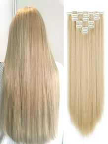 22‑Inch Straight Clip‑In Hair Extensions – 7pcs Set (Synthetic)