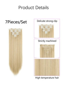 22‑Inch Straight Clip‑In Hair Extensions – 7pcs Set (Synthetic)