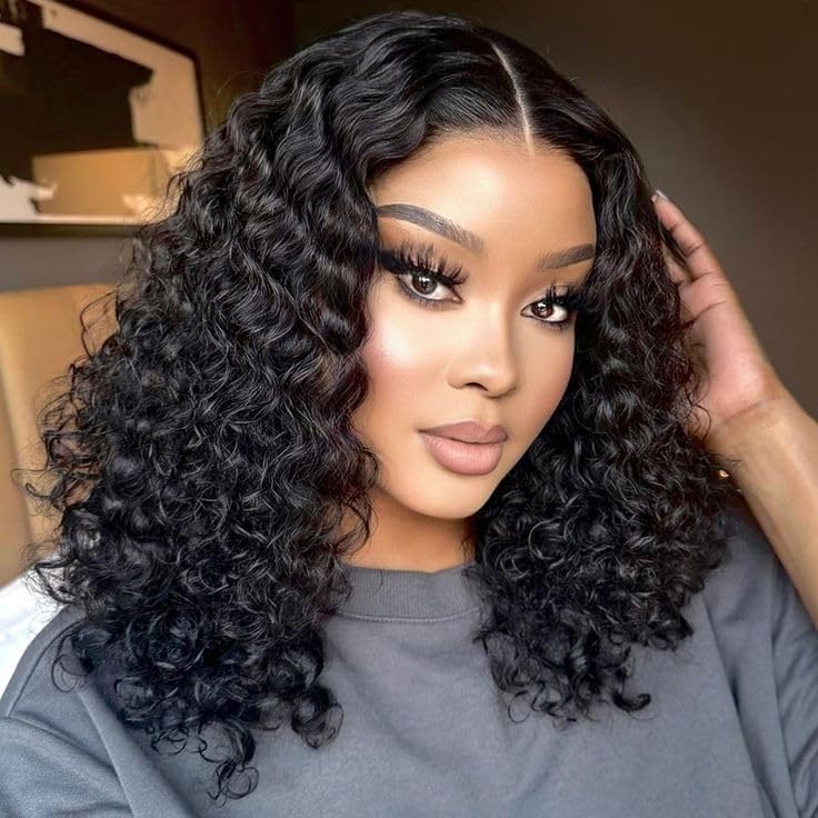 Wear and Go Glueless Water Wave 5x5 Hd Lace Closure Wigs Human Hair 280% Density Wig for Black Women Pre Plucked Wig Natural Black 26 Inch