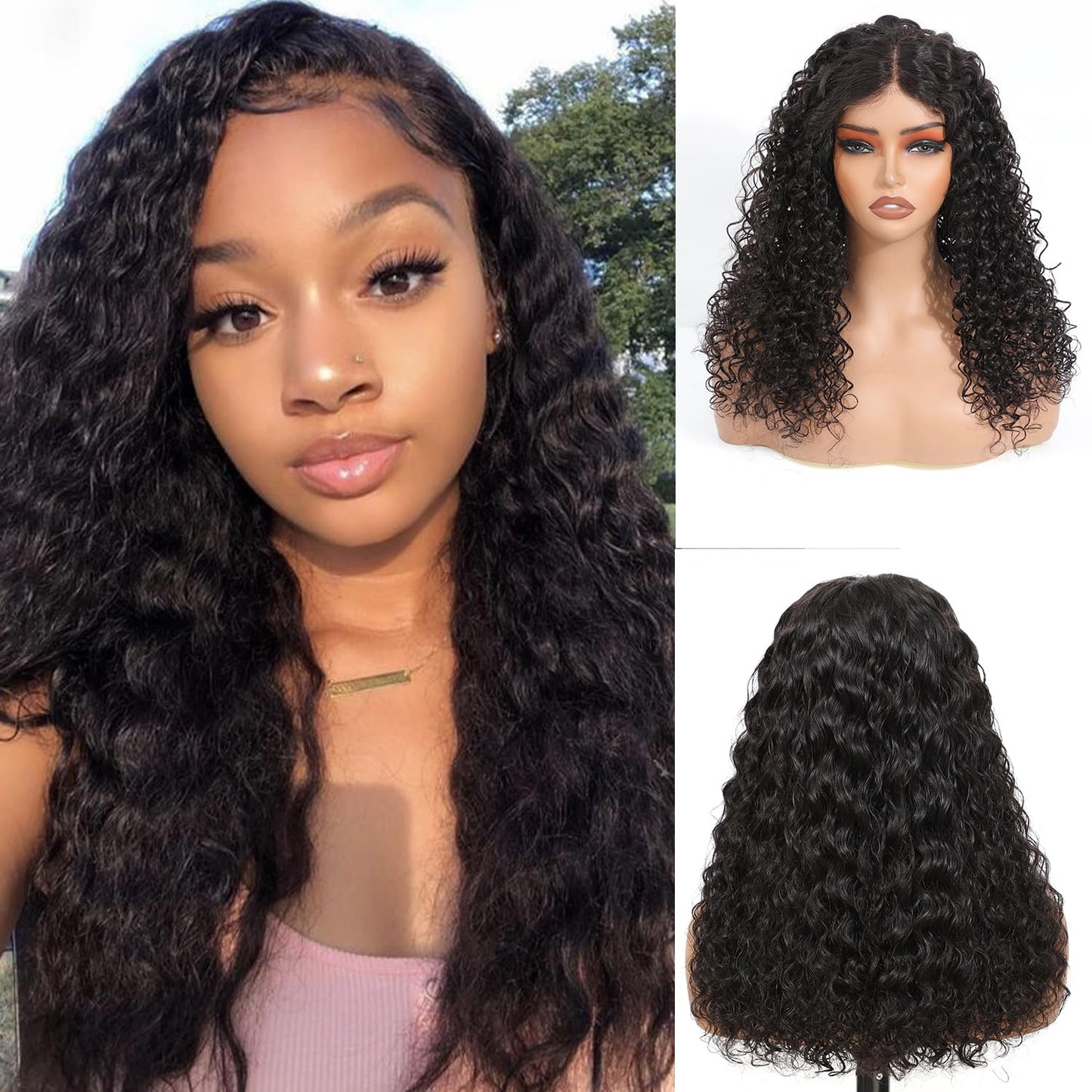 Wear and Go Glueless Water Wave 5x5 Hd Lace Closure Wigs Human Hair 280% Density Wig for Black Women Pre Plucked Wig Natural Black 26 Inch