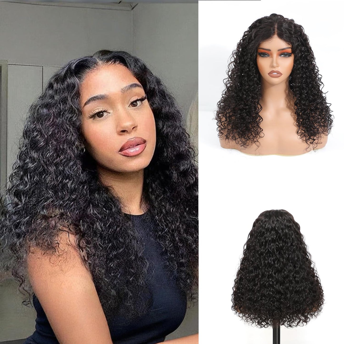 Wear and Go Glueless Water Wave 5x5 Hd Lace Closure Wigs Human Hair 280% Density Wig for Black Women Pre Plucked Wig Natural Black 26 Inch