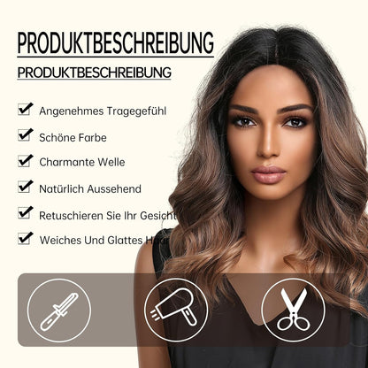 18‑Inch Brown Ombre Curly Synthetic Wig – No‑Lace