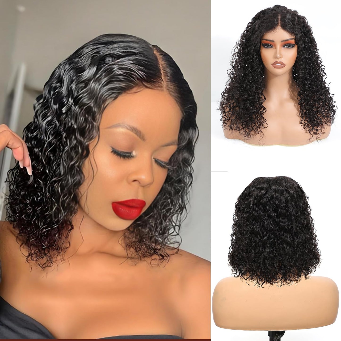Wear and Go Glueless Water Wave 5x5 Hd Lace Closure Wigs Human Hair 280% Density Wig for Black Women Pre Plucked Wig Natural Black 26 Inch