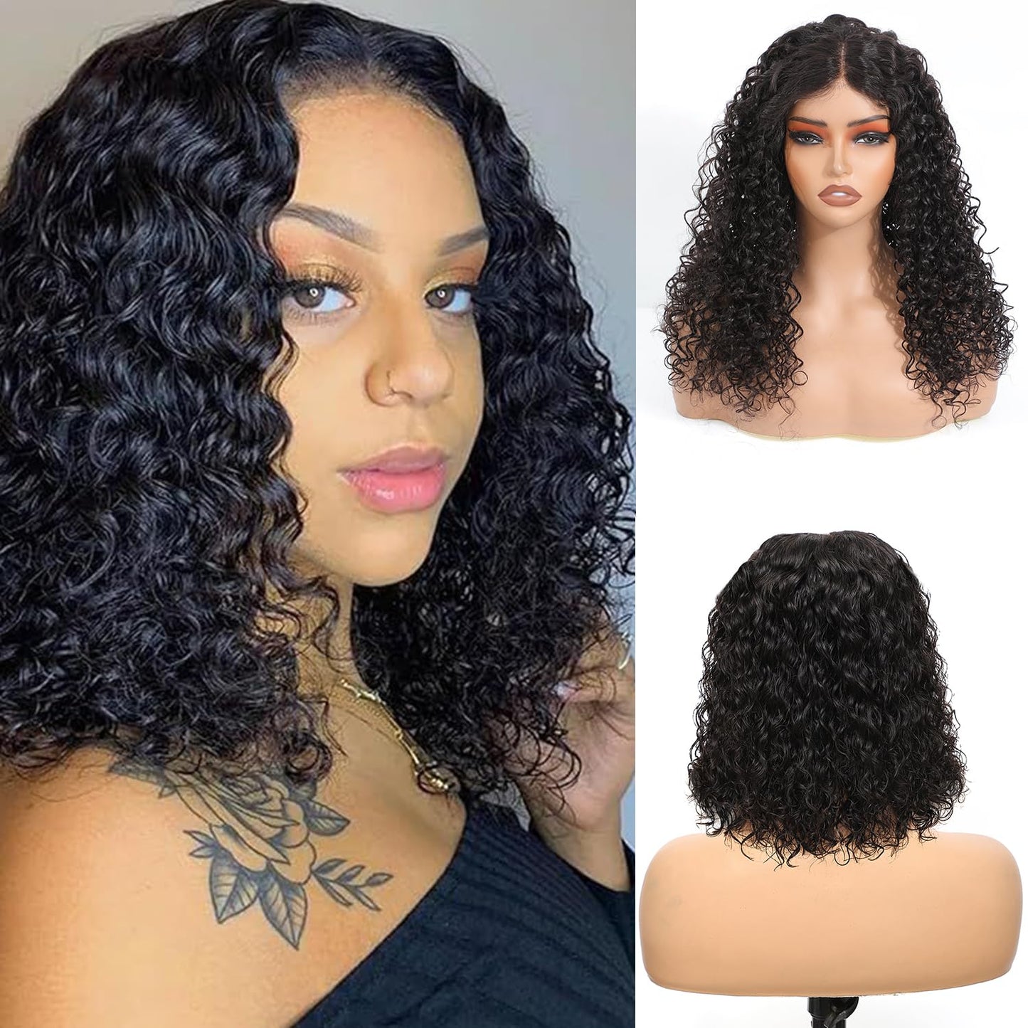 Wear and Go Glueless Water Wave 5x5 Hd Lace Closure Wigs Human Hair 280% Density Wig for Black Women Pre Plucked Wig Natural Black 26 Inch