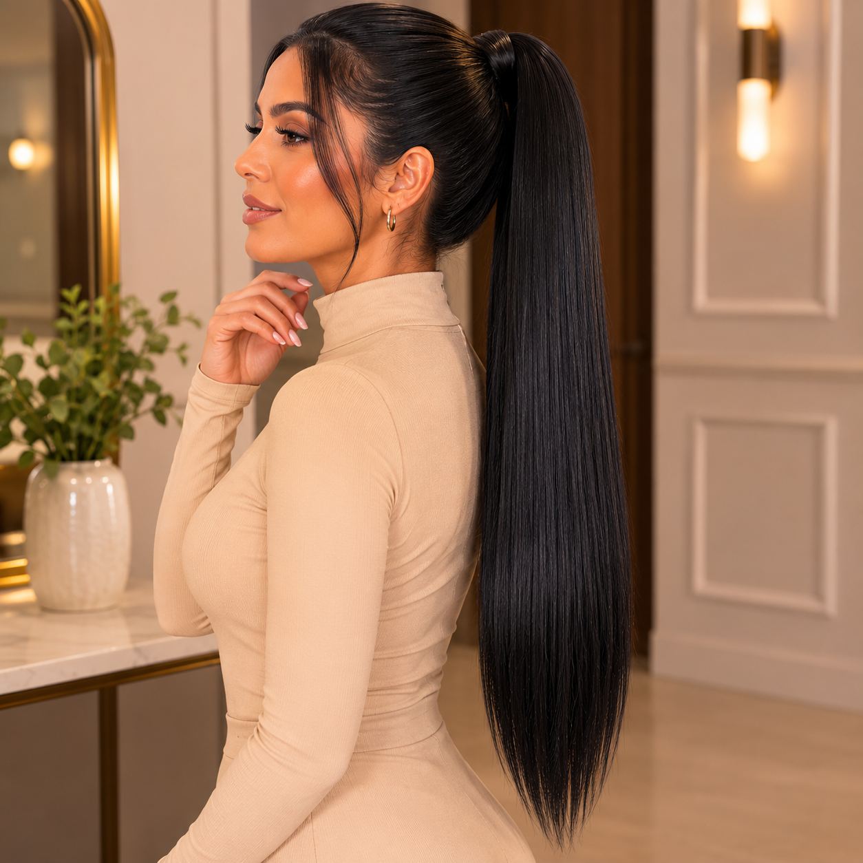 Long Straight Claw Clip Ponytail Extension – Soft Synthetic Hairpiece