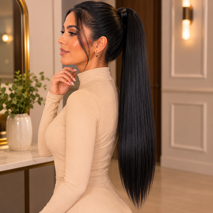 Long Straight Claw Clip Ponytail Extension – Soft Synthetic Hairpiece