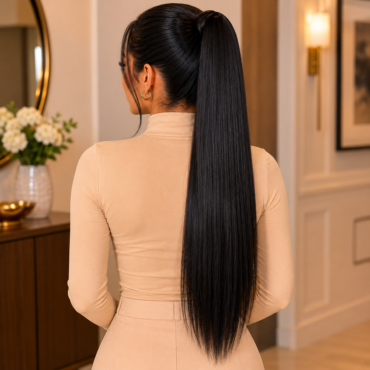 Long Straight Claw Clip Ponytail Extension – Soft Synthetic Hairpiece