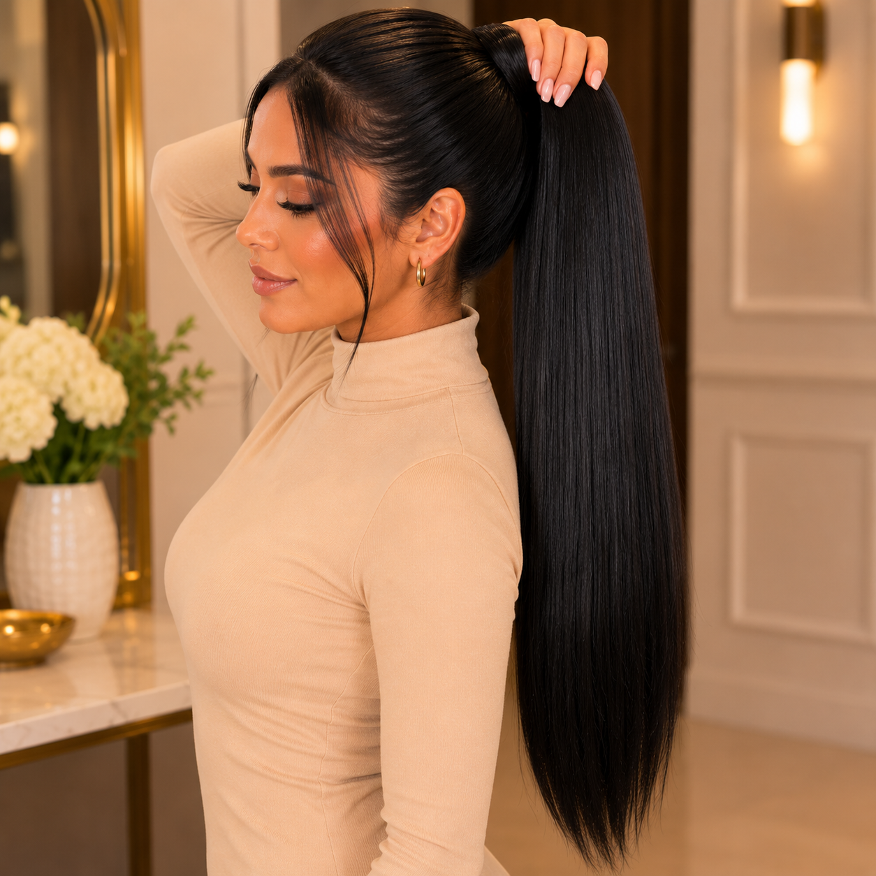 Long Straight Claw Clip Ponytail Extension – Soft Synthetic Hairpiece
