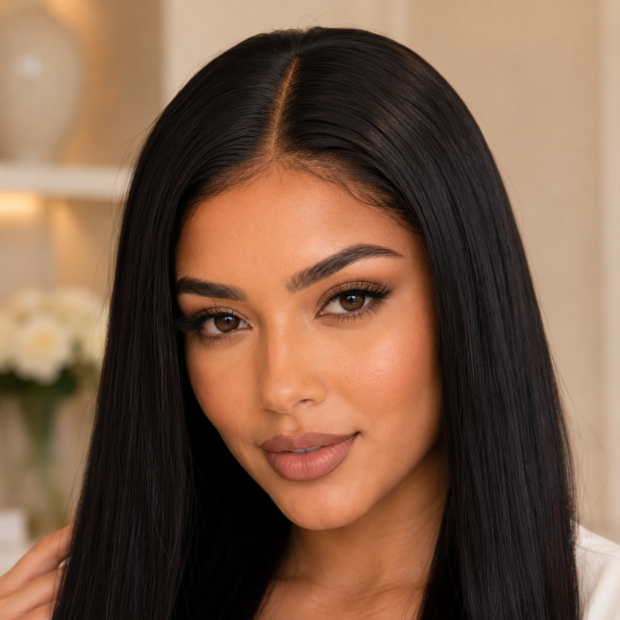 28 Inch Straight Synthetic Lace Front Wig – Black