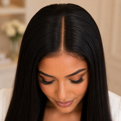 28 Inch Straight Synthetic Lace Front Wig – Black