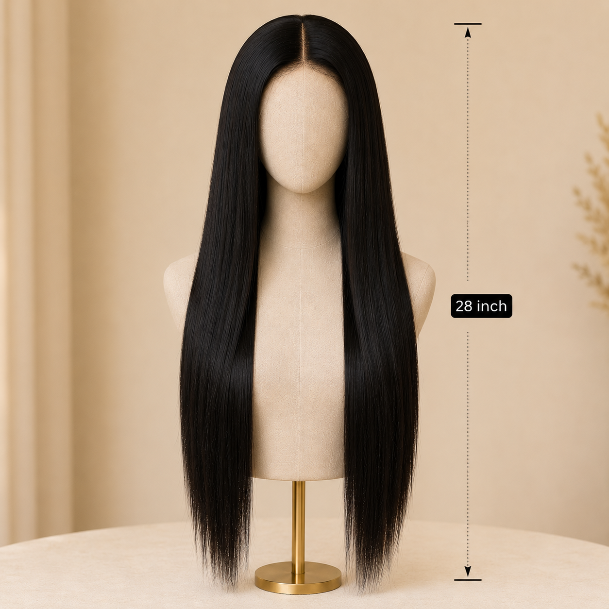 28 Inch Straight Synthetic Lace Front Wig – Black