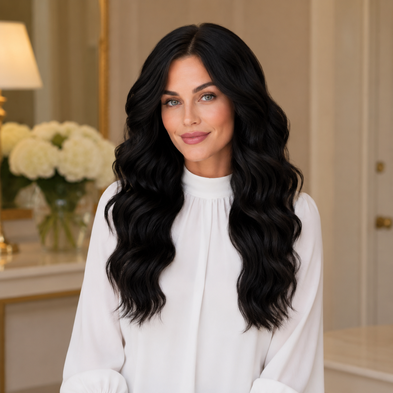 20 Inch Black Wavy Synthetic Wig – No Lace Wig