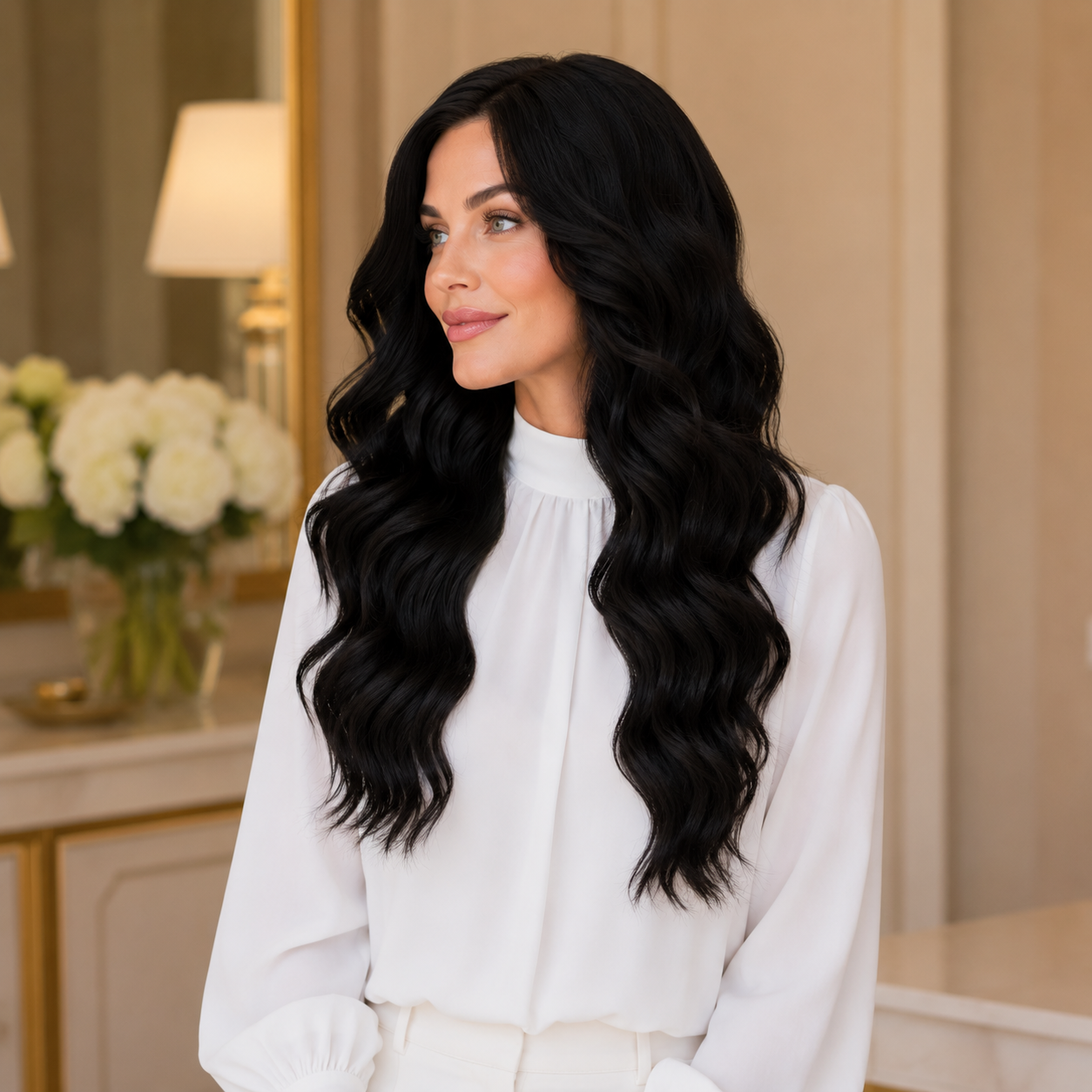 20 Inch Black Wavy Synthetic Wig – No Lace Wig
