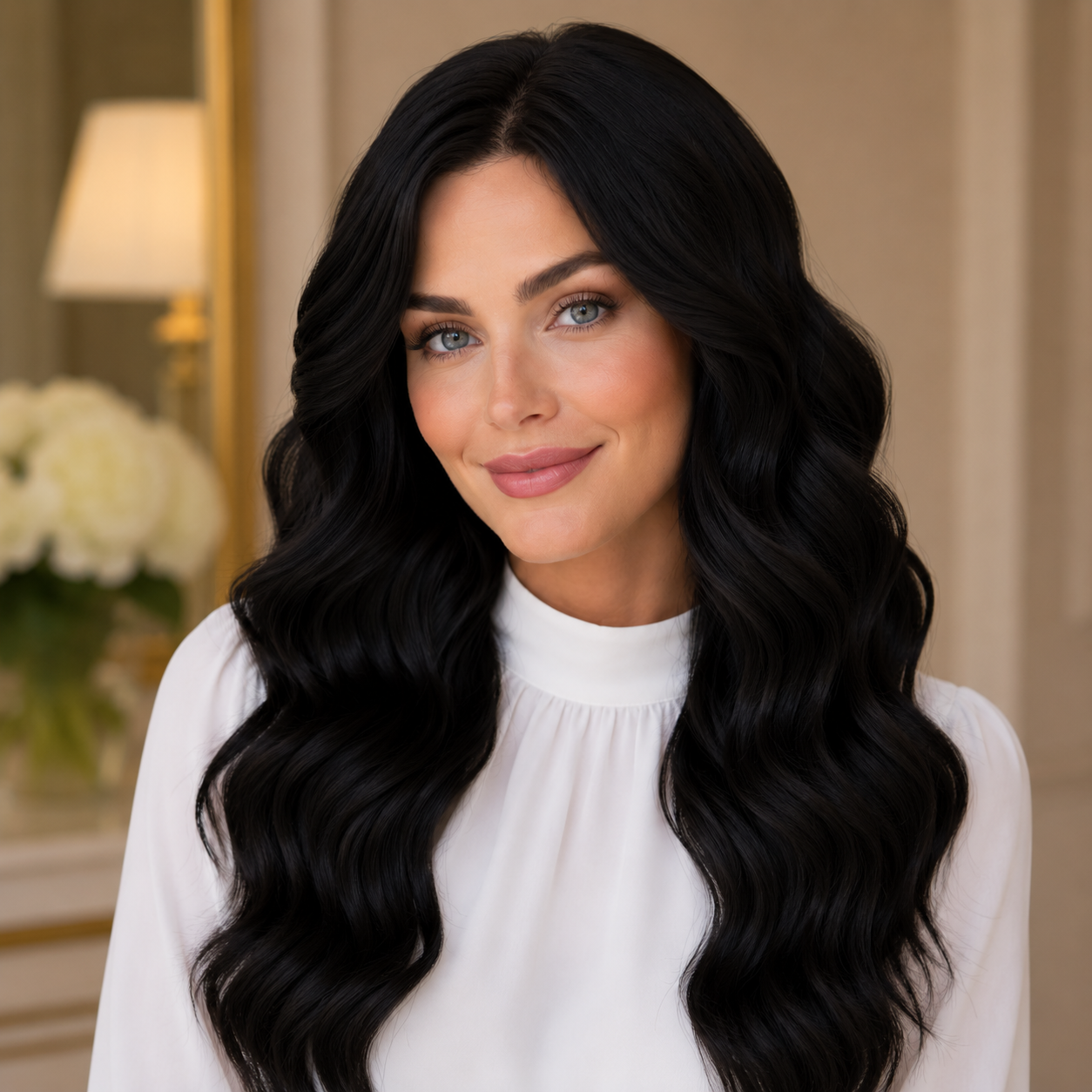 20 Inch Black Wavy Synthetic Wig – No Lace Wig