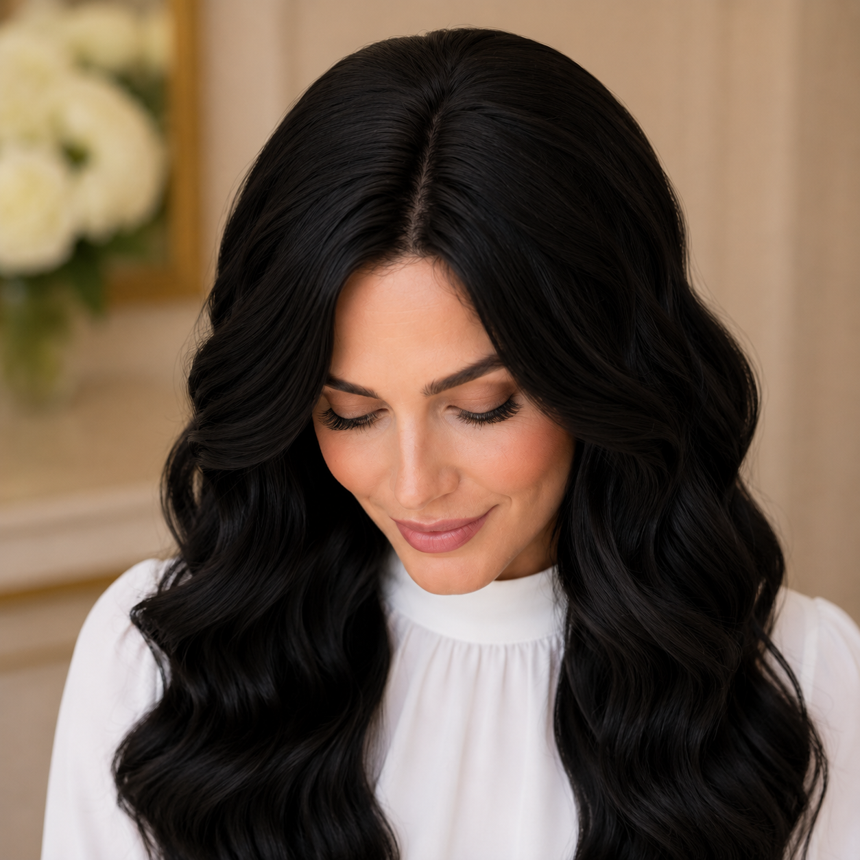 20 Inch Black Wavy Synthetic Wig – No Lace Wig