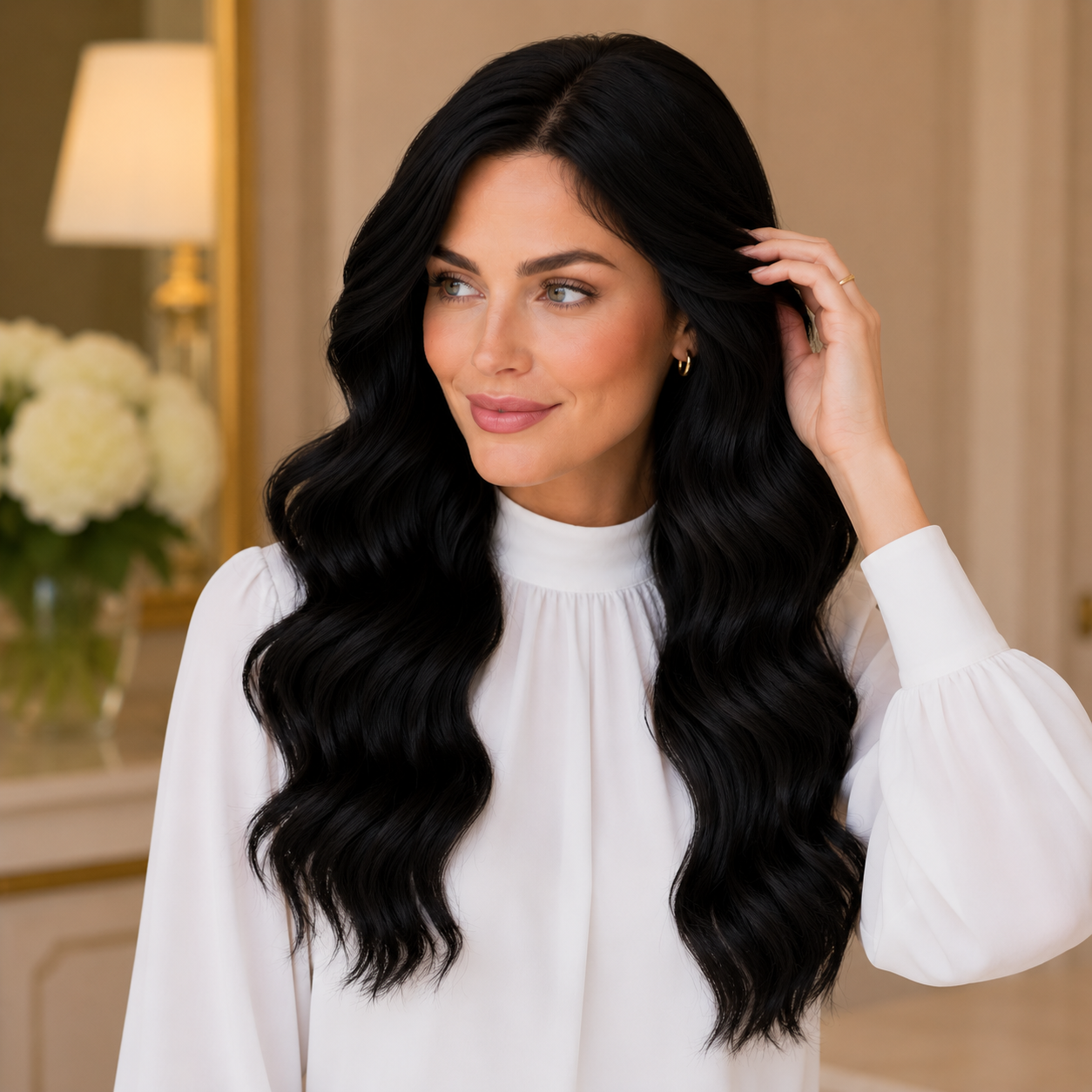 20 Inch Black Wavy Synthetic Wig – No Lace Wig