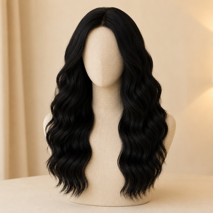 20 Inch Black Wavy Synthetic Wig – No Lace Wig