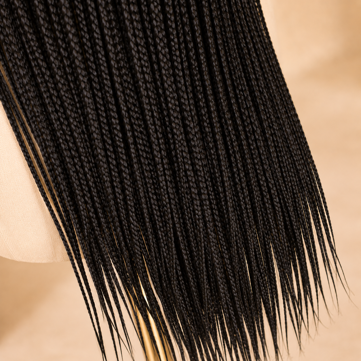 Long Black Braided Lace Wig – Synthetic Fake Scalp Wig