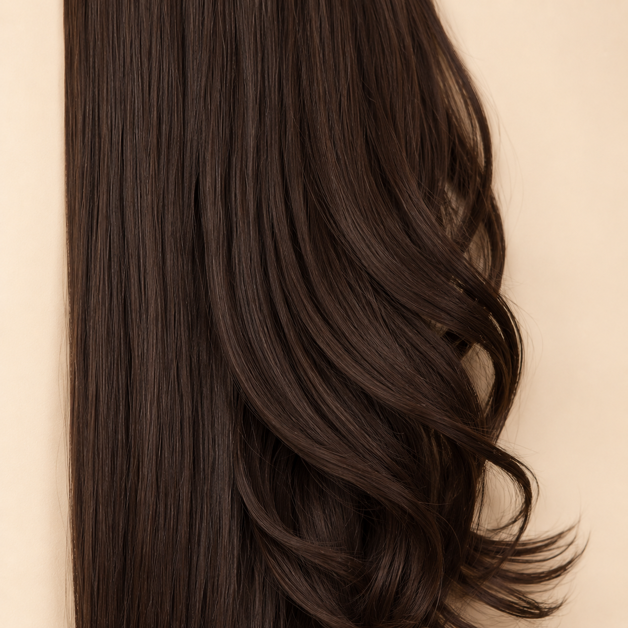 Long Layered Wrap-Around Ponytail Extension – Dark Brown Synthetic Hairpiece