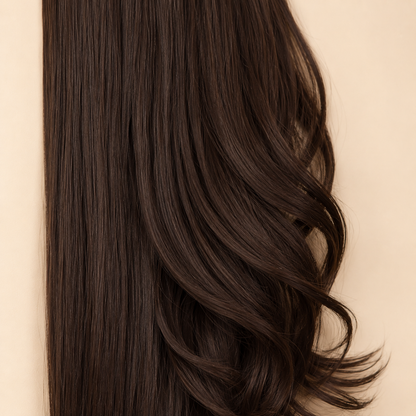 Long Layered Wrap-Around Ponytail Extension – Dark Brown Synthetic Hairpiece