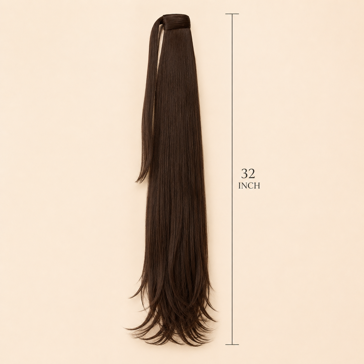 Long Layered Wrap-Around Ponytail Extension – Dark Brown Synthetic Hairpiece