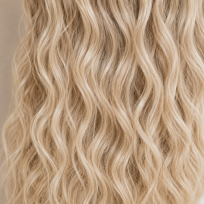 7PCS Curly Clip-In Hair Extensions 55cm #18/613 Ash Blonde Mix Full Head Set