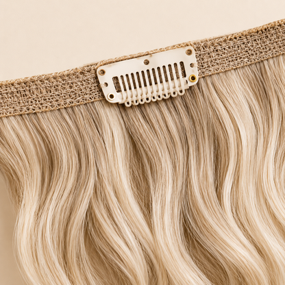 7PCS Curly Clip-In Hair Extensions 55cm #18/613 Ash Blonde Mix Full Head Set