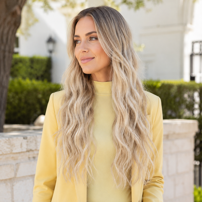 7PCS Curly Clip-In Hair Extensions 55cm #18/613 Ash Blonde Mix Full Head Set