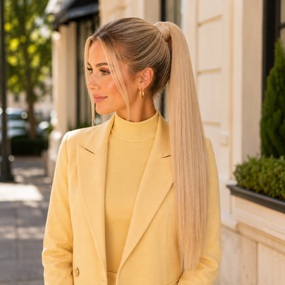 Long Straight Wrap Around Ponytail Hair Extension – Heat Resistant Synthetic Hairpiece
