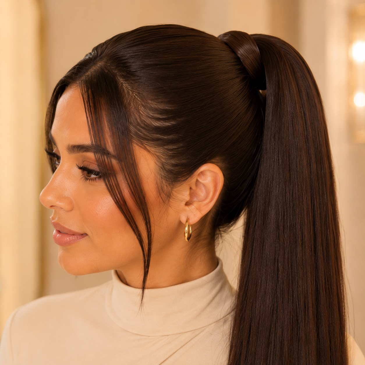 Long Straight Claw Clip Ponytail Extension – Dark Brown Synthetic Hairpiece