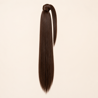 Long Straight Claw Clip Ponytail Extension – Dark Brown Synthetic Hairpiece
